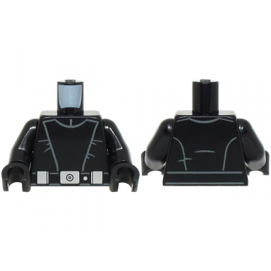 black torso sw imperial navy trooper uniform jumpsuit large v-shaped panel belt with silver buckle dot and 2 boxes pattern black arms black hands