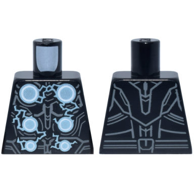 torso armor with 6 metallic light blue and white circles with arcing electricity dark bluish gray contour lines pattern