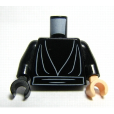 black torso sw jedi robe waist sash pattern black arms light nougat hand left black hand right