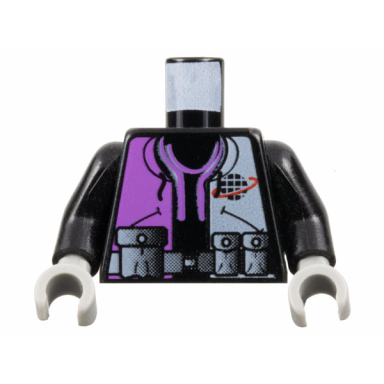 black torso alpha team logo purple and white shirt utility belt with pouches pattern black arms light gray hands