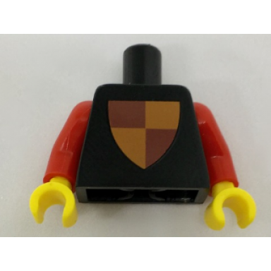 black torso castle classic shield quartered red yellow pattern inside with ribs reissue red arms yellow hands