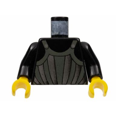 black torso castle fright knights dark gray silver striped armor pattern black arms yellow hands