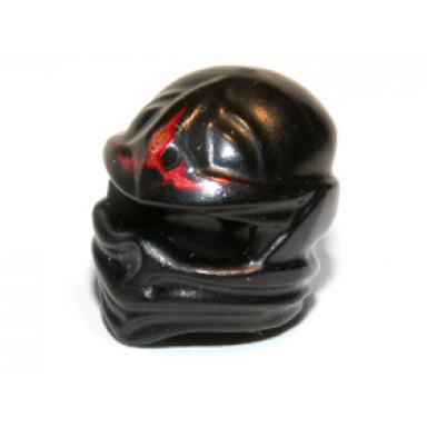 black minifigure headgear ninjago wrap with red energy pattern