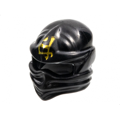 black minifigure headgear ninjago wrap with gold ninjago logogram earth pattern