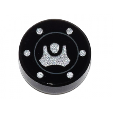 black tile round 1 x 1 with filler fuel gas cap pattern