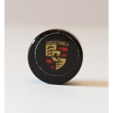 black tile round 1 x 1 with porsche logo pattern sticker - set 42056