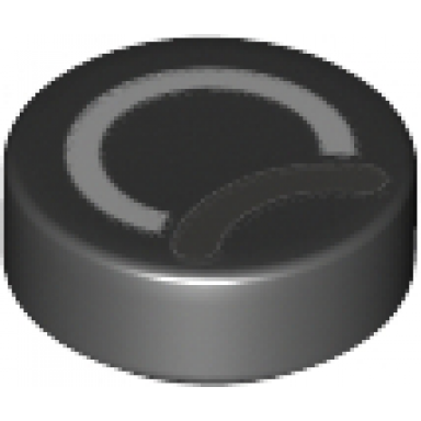 black tile round 1 x 1 with white circle eye with dark bluish gray partially closed curved eyelid pattern