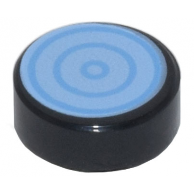 black tile round 1 x 1 with medium blue concentric circles on bright light blue background pattern super mario professor e gadd lens