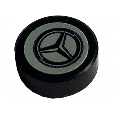 black tile round 1 x 1 with mercedes-benz logo pattern sticker - set 42129