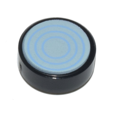black tile round 1 x 1 with bright light blue concentric circles open center on light aqua background pattern super mario toady lens
