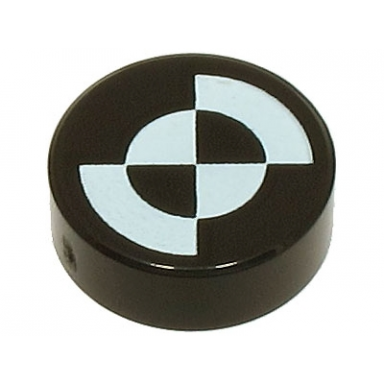 black tile round 1 x 1 with white quarter circles and arcs fiducial marker pattern