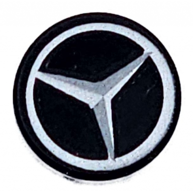 black tile round 1 x 1 with dark silver and silver mercedes-amg logo pattern