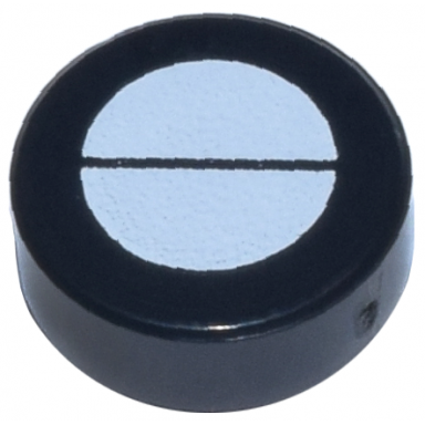 black tile round 1 x 1 with white circle with line pattern