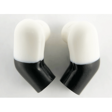 black arm matching left and right pair with molded white short sleeves pattern