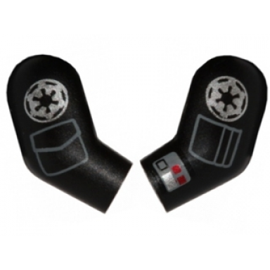 black arm matching left and right pair with silver sw imperial logo dark bluish gray pockets and compad with red squares pattern