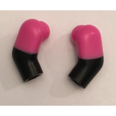 black arm matching left and right pair with molded dark pink short sleeves pattern