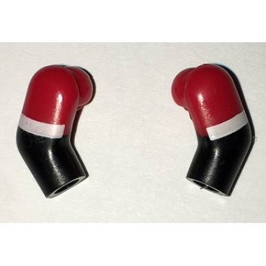 black arm matching left and right pair with red short sleeves and white cuffs pattern