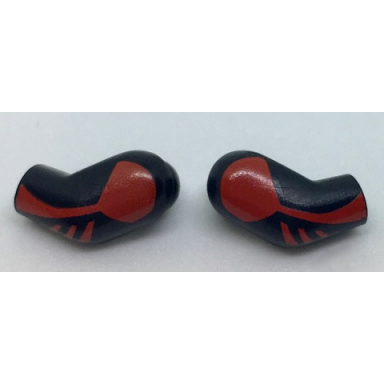 black arm matching left and right pair with red shoulder and stripes pattern