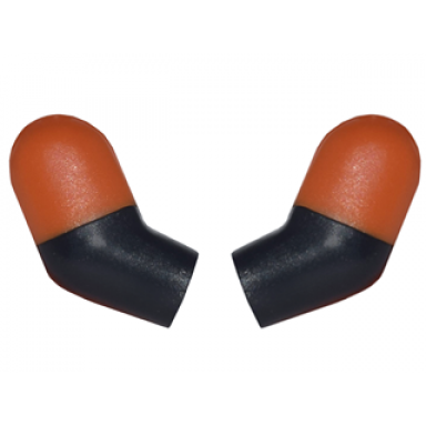 black arm matching left and right pair with molded dark orange short sleeves pattern
