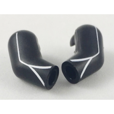 black arm matching left and right pair with white lines pattern
