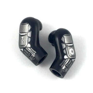 black arm matching left and right pair with dark silver and silver armor 004 star in circle pattern