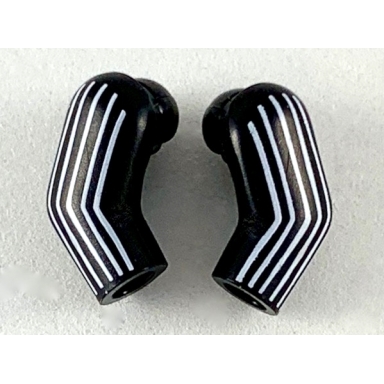 black arm matching left and right pair with 6 white stripes pattern