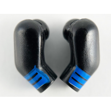 black arm matching left and right pair with 3 blue stripes pattern