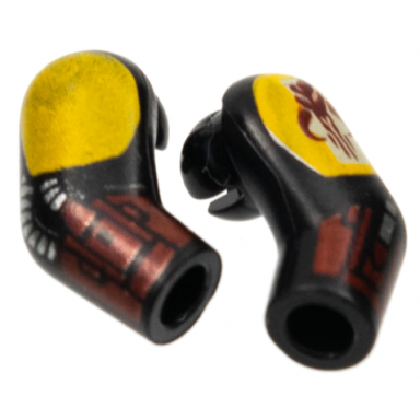 black arm matching left and right pair with mandalorian armor pattern
