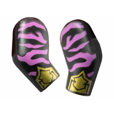 black arm matching left and right pair with dark pink animal stripes and gold armor cuffs pattern