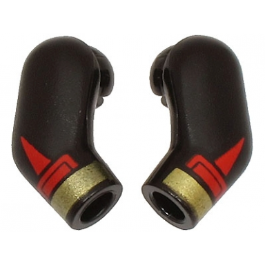 black arm matching left and right pair with red cuffs and gold bracelets pattern