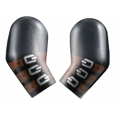 black arm matching left and right pair with 3 reddish brown belts and silver buckles pattern