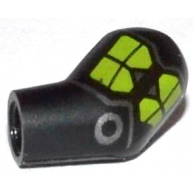 black arm left with lime markings and silver circle and lines pattern