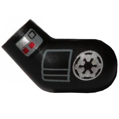 black arm left with silver sw imperial logo and dark bluish gray pocket and compad with red squares pattern