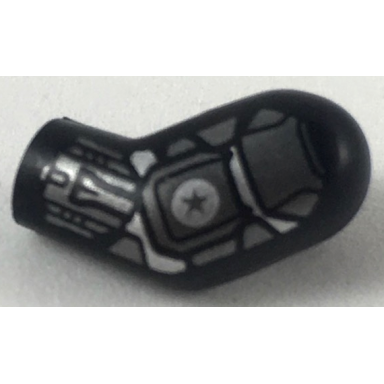black arm left with dark silver and silver armor plates star in circle pattern
