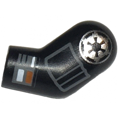 black arm left with silver sw imperial logo and dark bluish gray pocket and compad with white and orange rectangles pattern