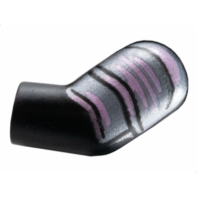 black arm left with dark silver armor with metallic pink stripes pattern