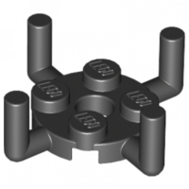 black plate round 2 x 2 with pin hole and 4 bar arms up