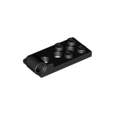 black hinge plate 2 x 4 with pin hole and 3 holes - bottom