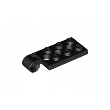 black hinge plate 2 x 4 with pin hole and 3 holes - top