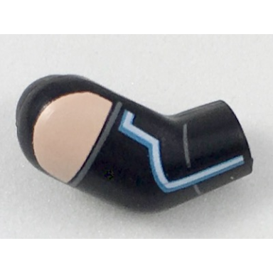 black arm right with light nougat shoulder and blue line pattern