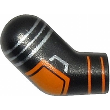 black arm right with orange and silver pad and stripes pattern