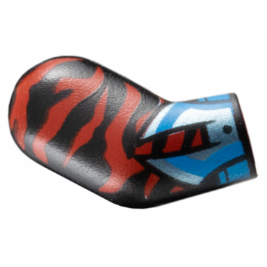 black arm right with red animal stripes metallic light blue and dark azure gauntlet pattern