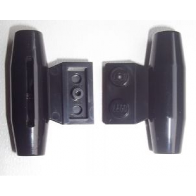 black engine smooth small 1 x 2 side plate with axle holders and slot