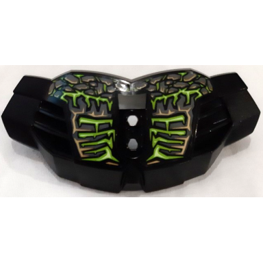 black hero factory chest armor large with dark bluish gray and gold rocks with lime fractures pattern stickers - set 71316