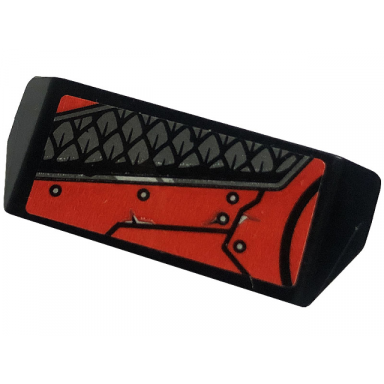 black vehicle spoiler with bar handle with dark bluish gray scales rivets and red metal plates pattern sticker - set 80033