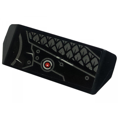 black vehicle spoiler with bar handle with dark bluish gray scales rivets metal plates and red eye pattern sticker - set 80033