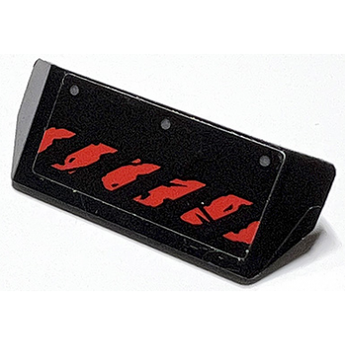 black vehicle spoiler with bar handle with worn red danger stripes and dark bluish gray rivets pattern sticker - set 76117