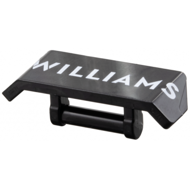 black vehicle spoiler with bar handle with white williams pattern