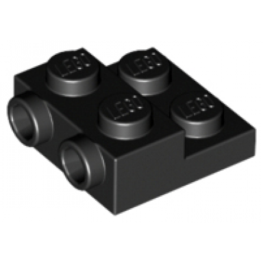 black plate modified 2 x 2 x 2 3 with 2 studs on side