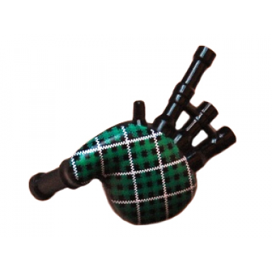 black minifigure utensil musical instrument bagpipes with green and white tartan pattern